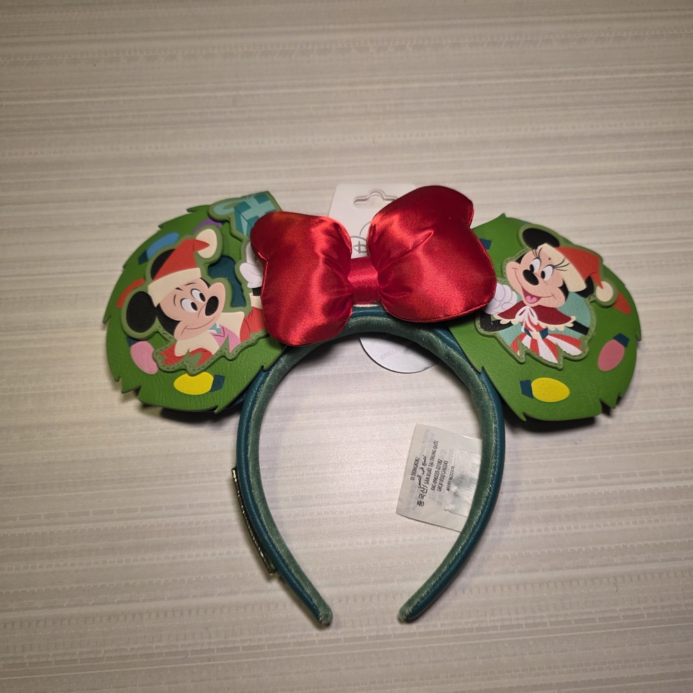 Disney Loungefly Christmas Holiday Glow Dark Mickey Minnie Mouse Ears Headband